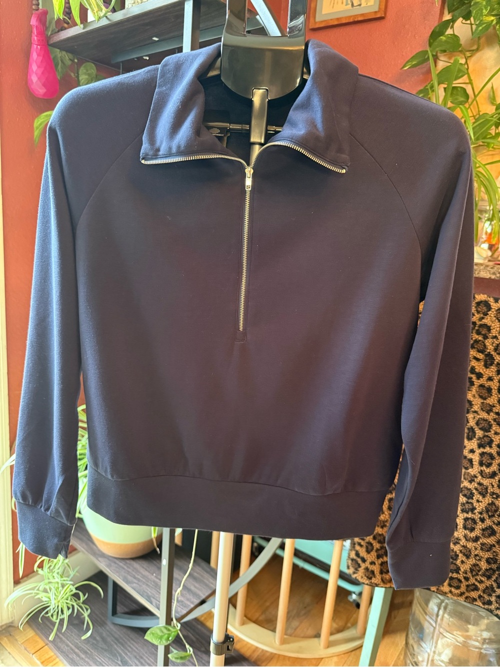 Women’s Navy Half-Zip Sweater - Classic Pullover